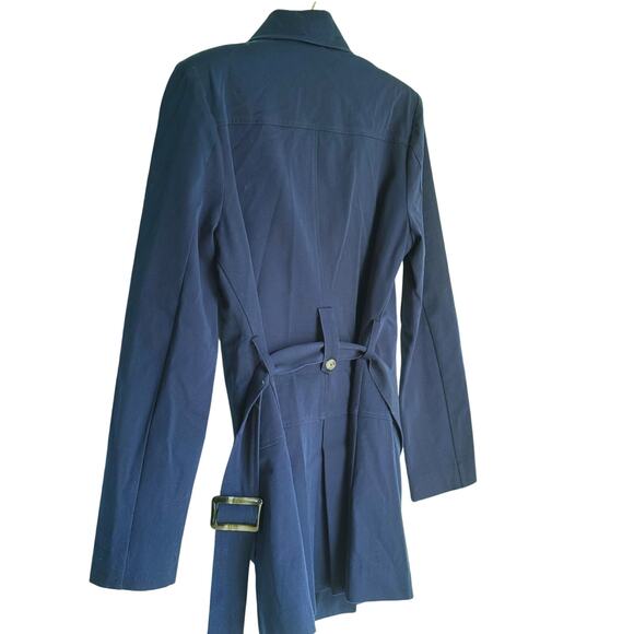 41 Hawthorn Crue Double Breasted Belted Trench PeaCoat Jacket Navy Blue Large - Picture 9 of 12